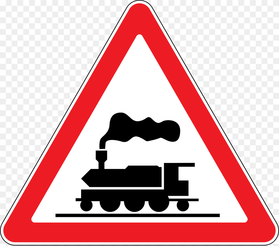 Level Crossing Without Barriers Ahead Sign In Moldova Clipart, Symbol, Road Sign Free Png