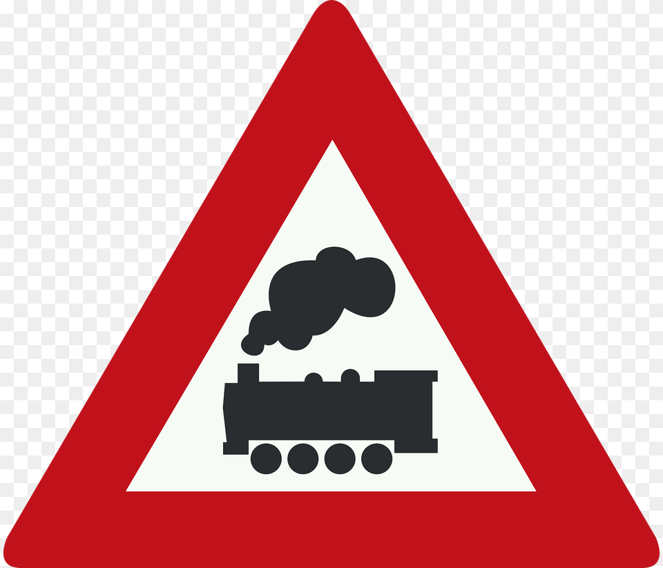 Level Crossing Without Barriers Ahead Sign In Netherlands Clipart, Symbol, Triangle, Road Sign Free Png