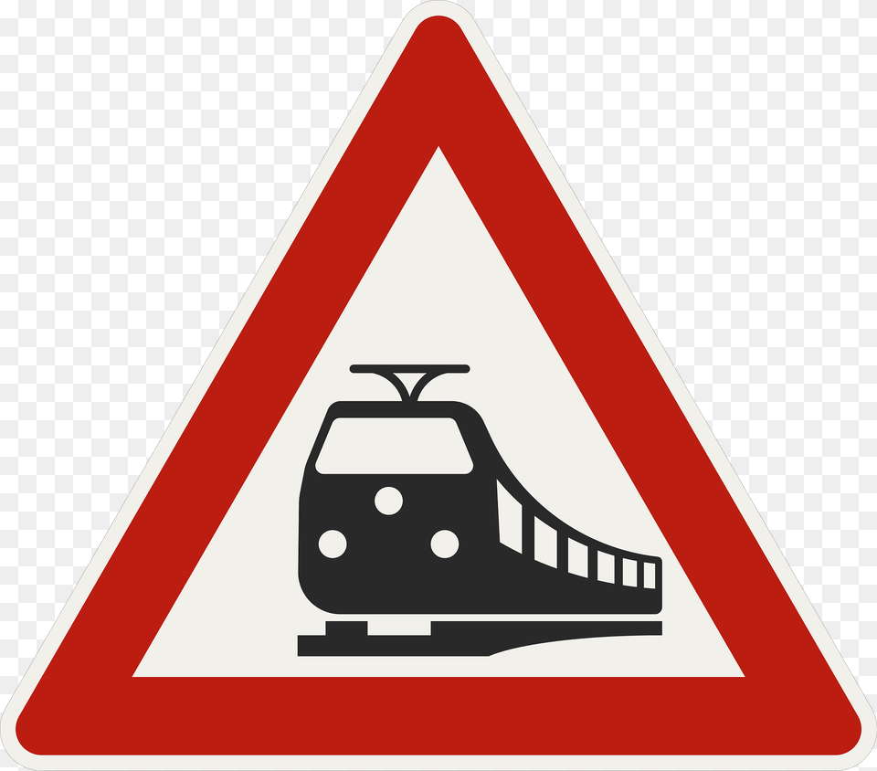 Level Crossing Without Barriers Ahead Sign In Slovakia Clipart, Symbol, Road Sign Png