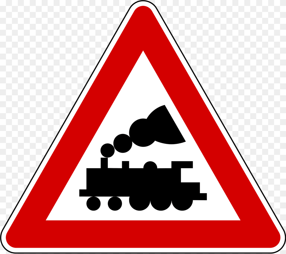 Level Crossing Without Barriers Ahead Sign In Slovenia Clipart, Symbol, Road Sign, Triangle, Dynamite Free Png Download