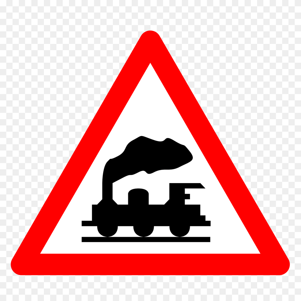 Level Crossing Without Barriers Ahead Sign In Spain Clipart, Symbol, Road Sign, Dynamite, Weapon Png Image