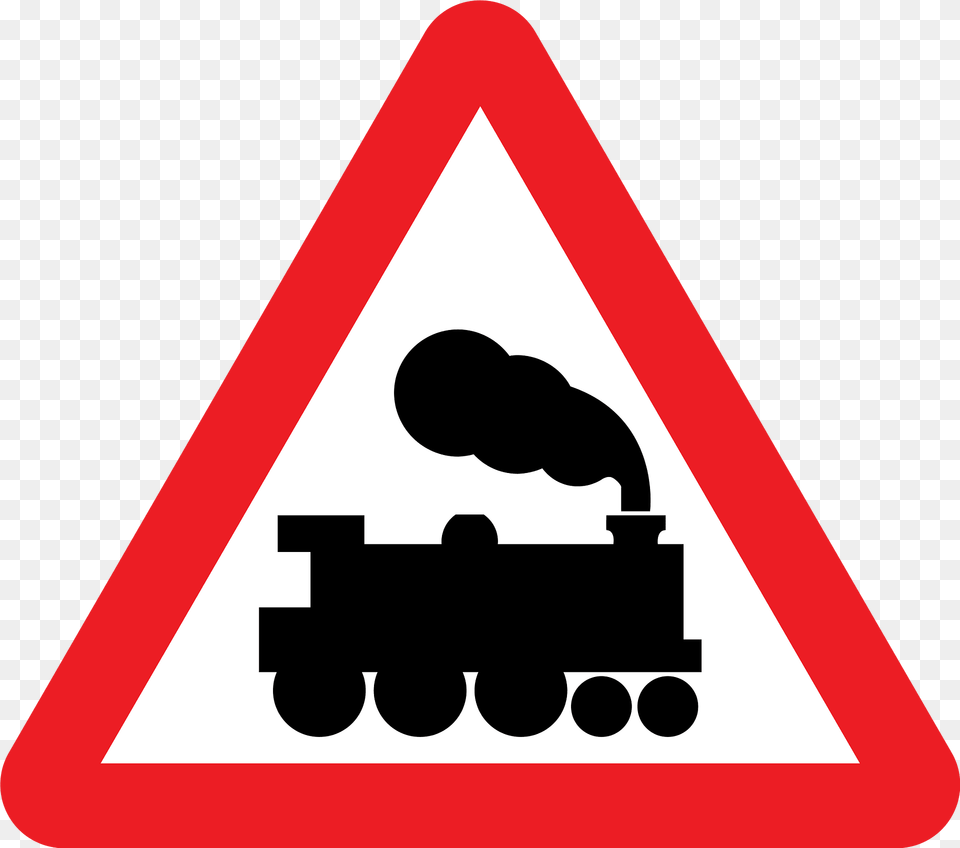 Level Crossing Without Barriers Ahead Sign In Uk Clipart, Symbol, Road Sign, Dynamite, Weapon Png