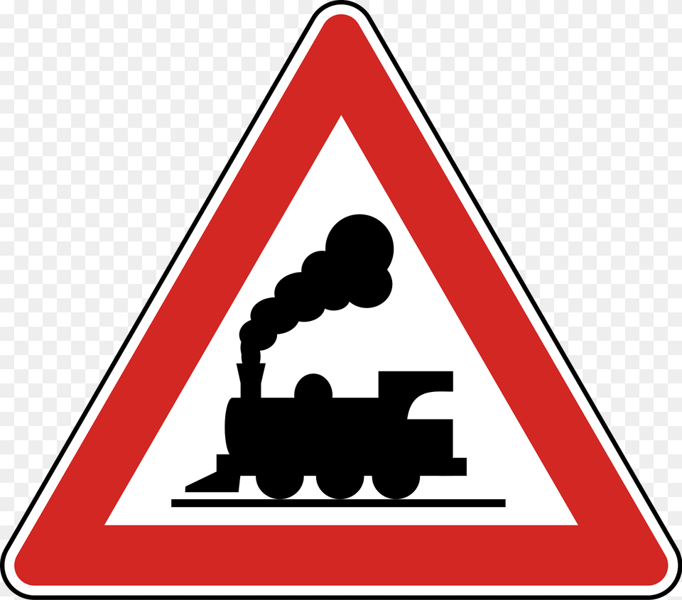 Level Railroad Crossing With Barriers Ahead Sign In Argentina Clipart, Symbol, Road Sign, Dynamite, Weapon Png