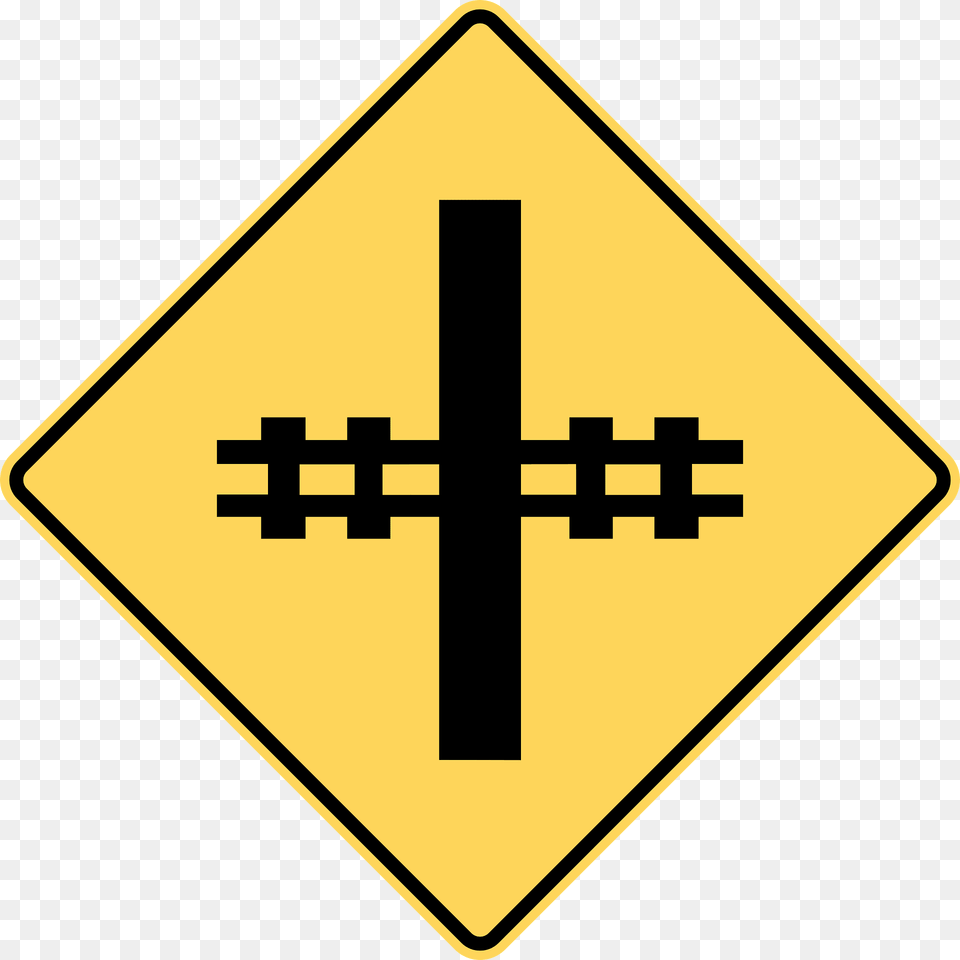 Level Railroad Crossing With Barriers Ahead Sign In British Columbia Clipart, Symbol, Road Sign, Cross Free Png Download