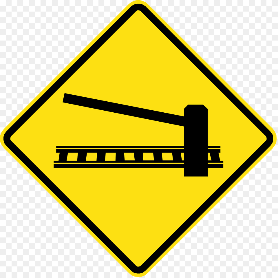 Level Railroad Crossing With Barriers Ahead Sign In Chile Clipart, Road Sign, Symbol Png