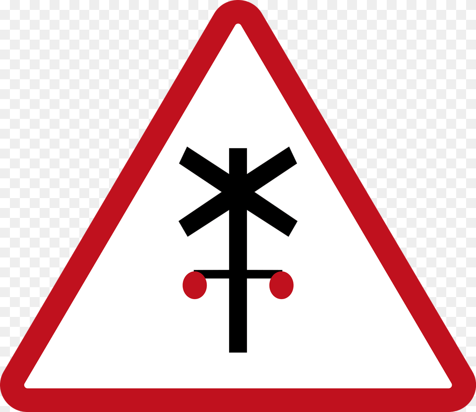 Level Railroad Crossing With Barriers Ahead Sign In Philippines Clipart, Symbol, Road Sign, Cross Free Png Download