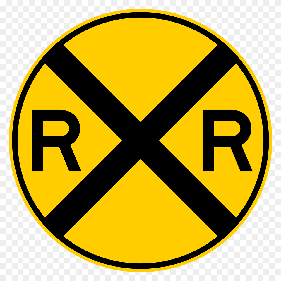 Level Railroad Crossing With Barriers Ahead Sign In United States Clipart, Symbol, Road Sign Png