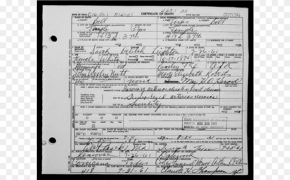 Levi Death Certificate, Text, Document, White Board Free Png