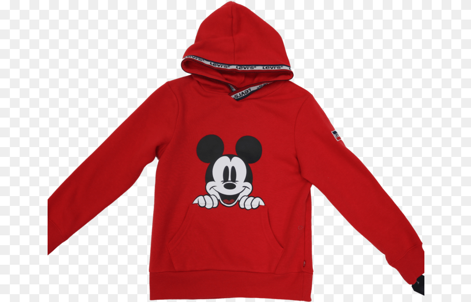 Levis X Disney Kids Mickey Logo Hoodie Red 91 A702 R6w Long Sleeve, Clothing, Hood, Knitwear, Sweater Png Image