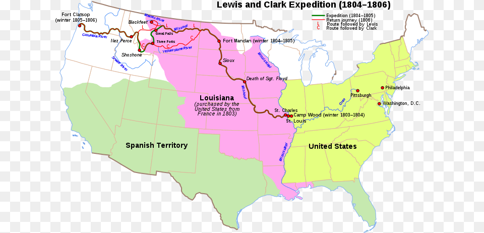 Lewis And Clark Expedition Land, Atlas, Chart, Diagram, Map Free Png Download