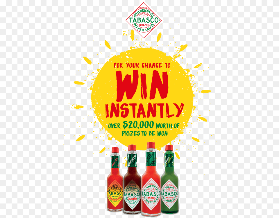 Lewis On Winning The Major Prize Tabasco Sauce, Advertisement, Food, Ketchup, Alcohol Free Transparent Png