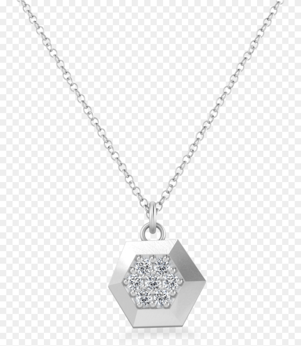 Lexi Hexagon Sterling Silver Necklace Locket, Accessories, Diamond, Gemstone, Jewelry Png Image