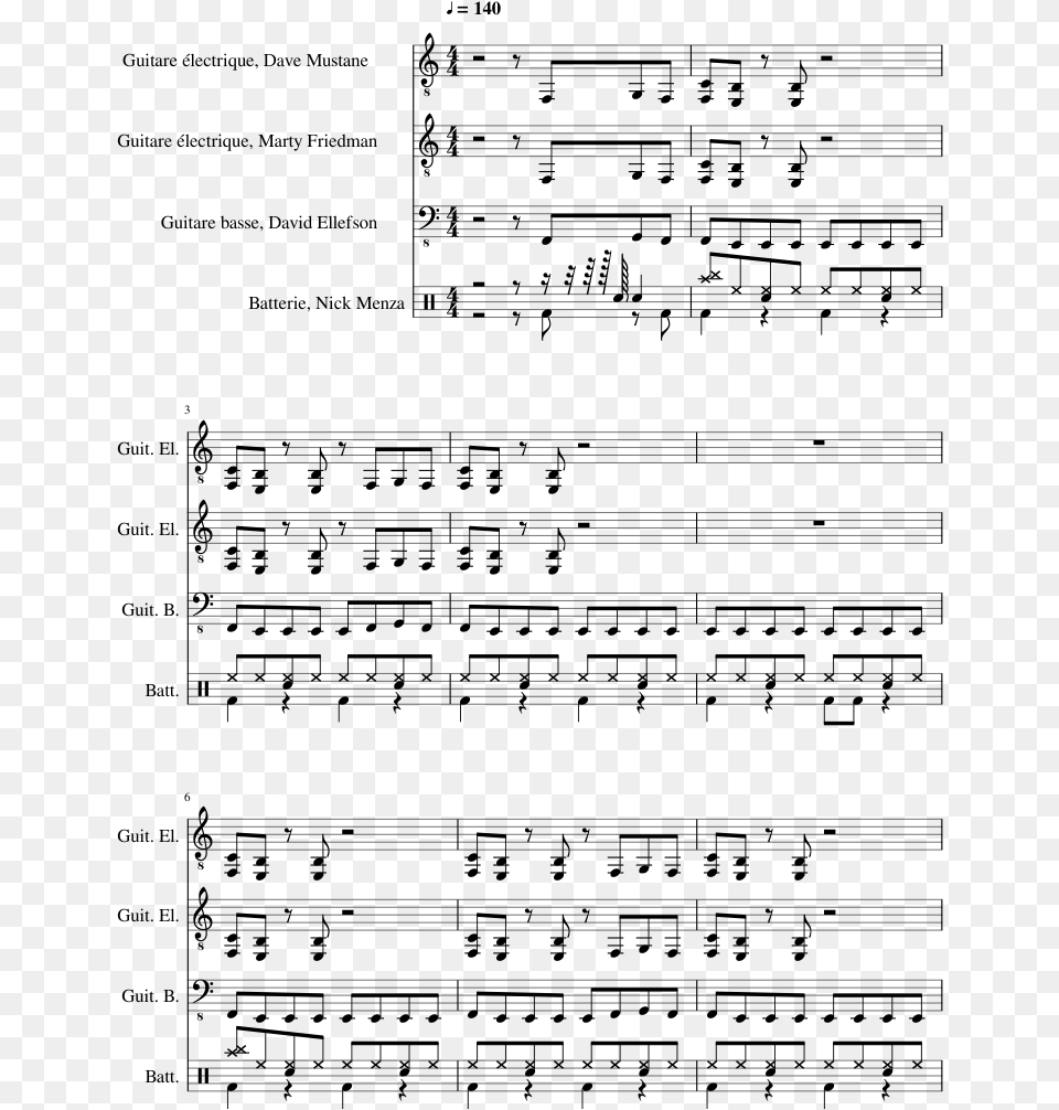 Lg Sheet Music 1 Of 18 Pages Megadeth Symphony Of Destruction Pdf, Gray Png Image