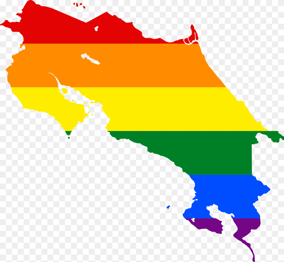 Lgbt Flag Map Of Costa Rica, Chart, Plot, Water, Sea Free Png
