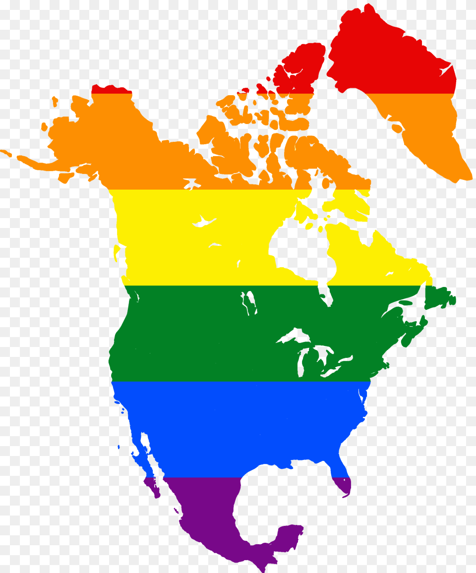 Lgbt Flag Map Of North America, Plot, Chart, Atlas, Diagram Png Image
