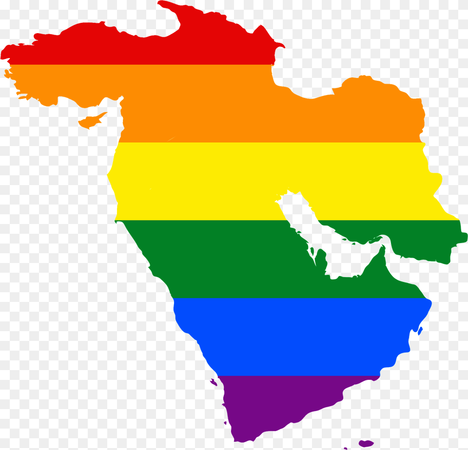 Lgbt Flag Map Of The Middle East Middle East Map Vector, Outdoors, Silhouette, Adult, Female Free Png