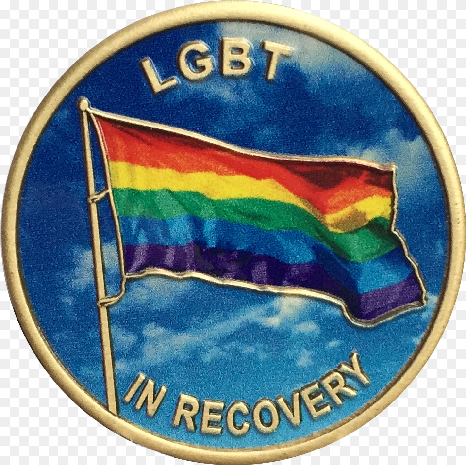 Lgbt In Recovery Bronze Rainbow Flag Color Sobriety Medallion Aa Na Lgbt Aa, Badge, Logo, Symbol Free Png
