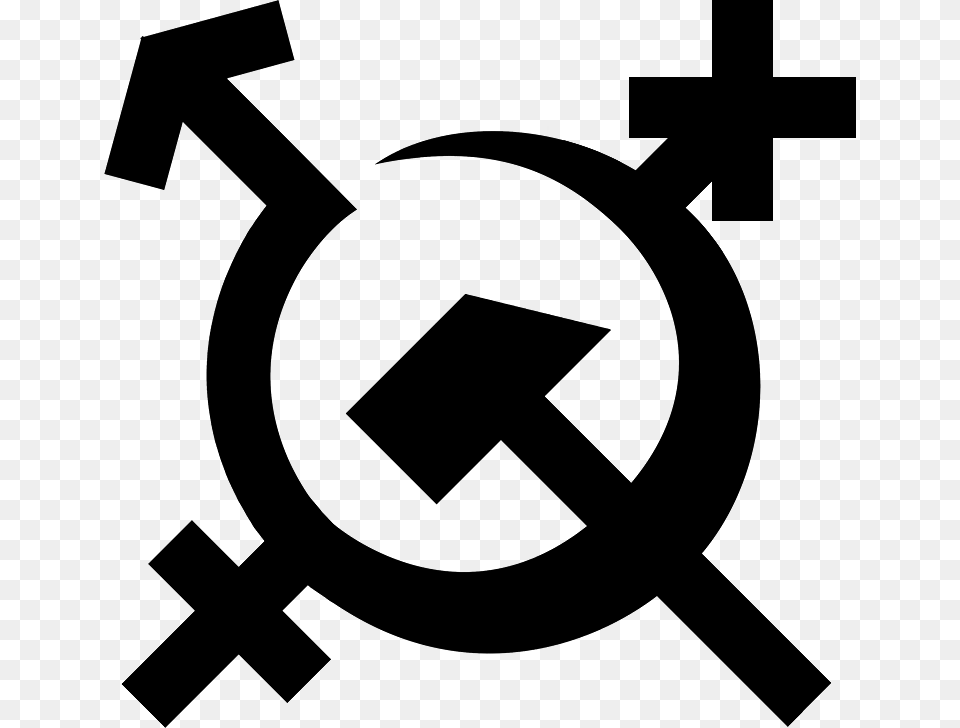Lgbtqiapn Communist Symbol Based On Transcommunist Cross, Gray Free Png Download