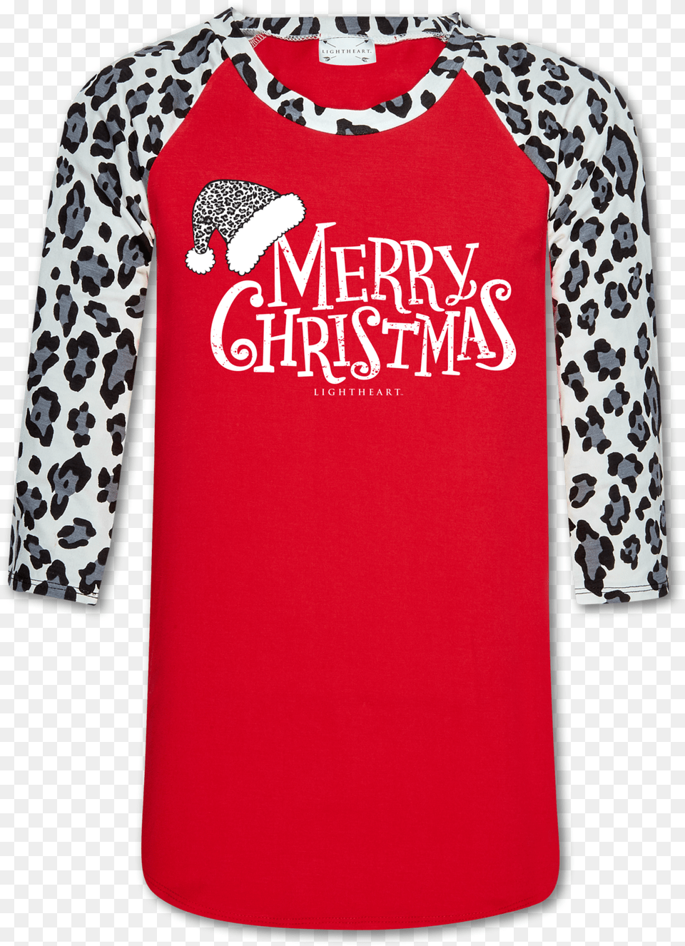 Lh Snow Leopard Sleevered Merry Christmas Printed Leopard Christmas Shirts, Clothing, Long Sleeve, Shirt, Sleeve Free Png Download