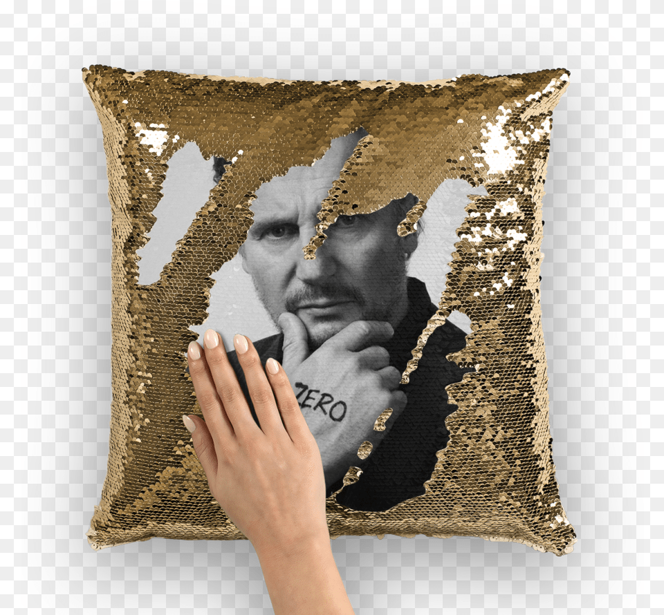 Liam Neeson Sequin Cushion Coverclass Lazyload Sequin Cushion, Pillow, Home Decor, Head, Face Png