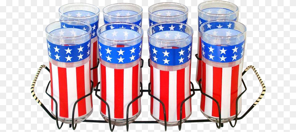 Libbey Set Patriotic Stars And Stripes Glass Tumblers Old Fashioned Glass, Cup, Can, Tin Png Image
