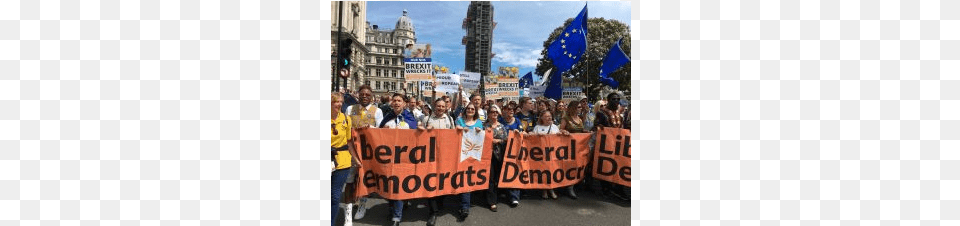Libdems At Brexit March Roller Coaster, Banner, Text, Person, People Png Image