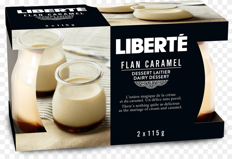 Libert Dairy Desserts Flan Caramel Liberte Creme Brulee, Beverage, Milk, Food, Advertisement Free Transparent Png