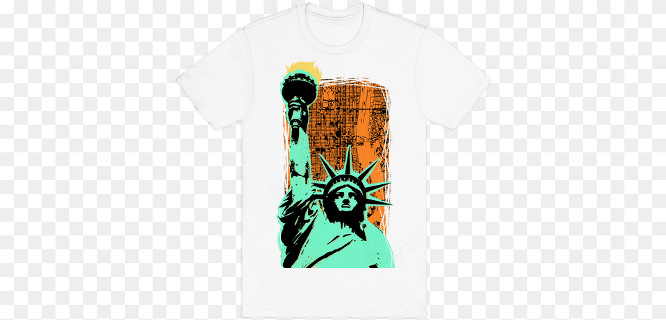 Liberty In The City Mens T Shirt Statue Of Liberty, Clothing, T-shirt, Person, Face Png