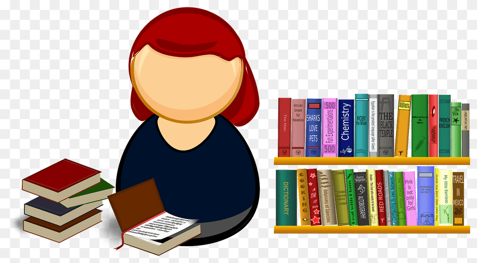 Librarian Clipart, Book, Indoors, Library, Person Free Png