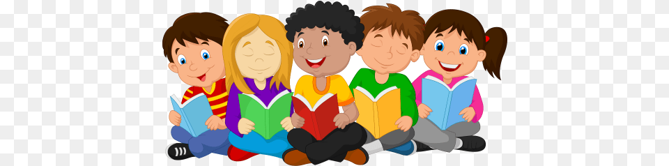 Libraries Are For Everyone Children Reading Cartoon, Person, Baby, Face, Head Png Image