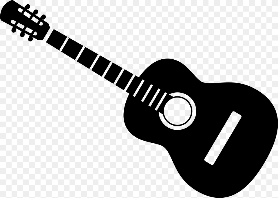Library Acoustic Clipart Guitar String Acoustic Guitar Silhouette, Gray Free Png Download