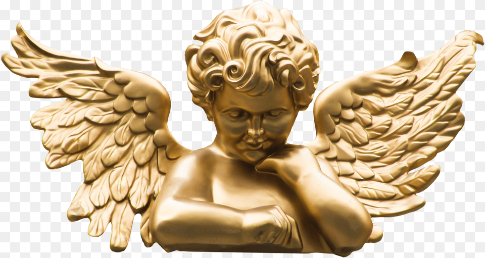 Library Angels Vector Angel Statue Cherub, Gold, Person, Face, Head Free Png