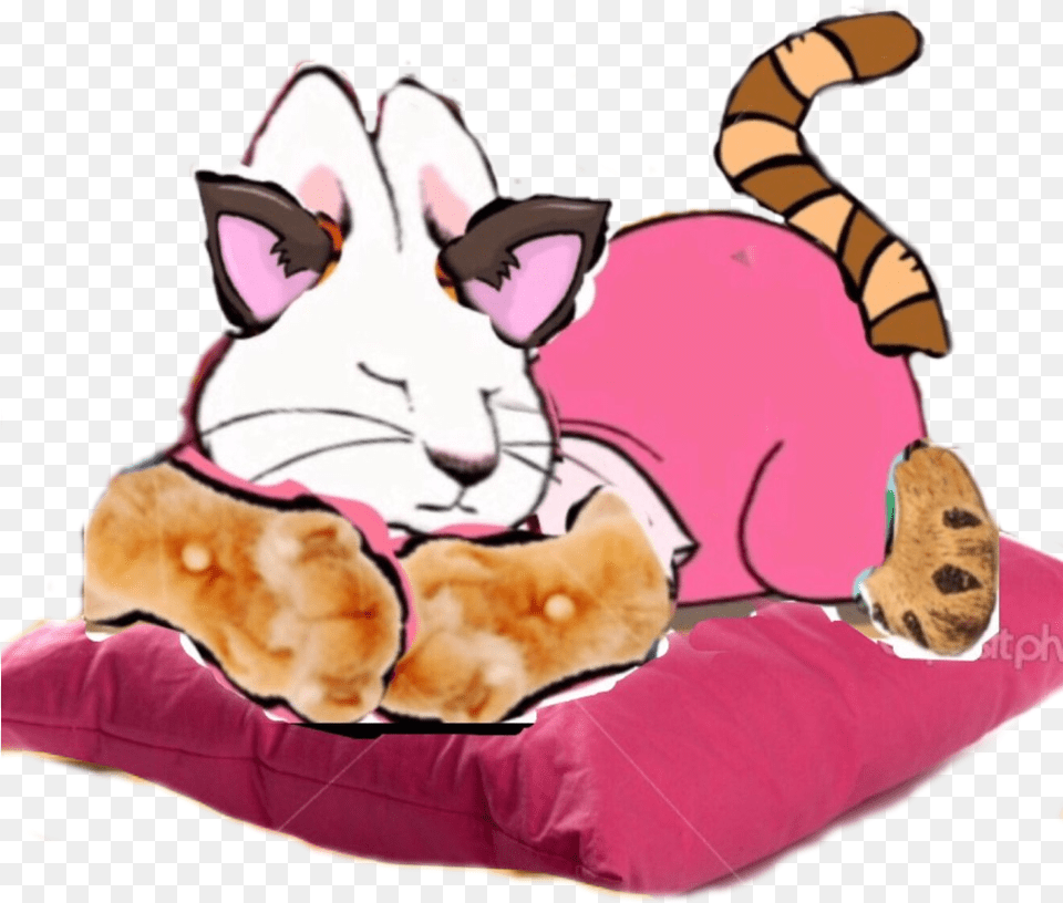 Library Cat Ruby Sleeping On Her By Sloanvandoren Cartoon Cat, Cushion, Home Decor, Baby, Person Free Png