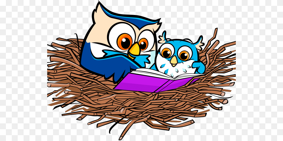 Library Clipart Reader Owl Reading Clipart Transparent, Animal, Bird, Nest Png