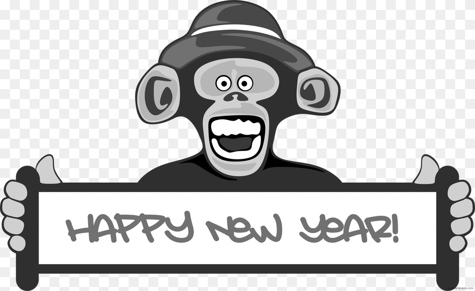 Library Download Happy Animal New Year 2019 Clp Art, Face, Head, Person, Ape Free Png