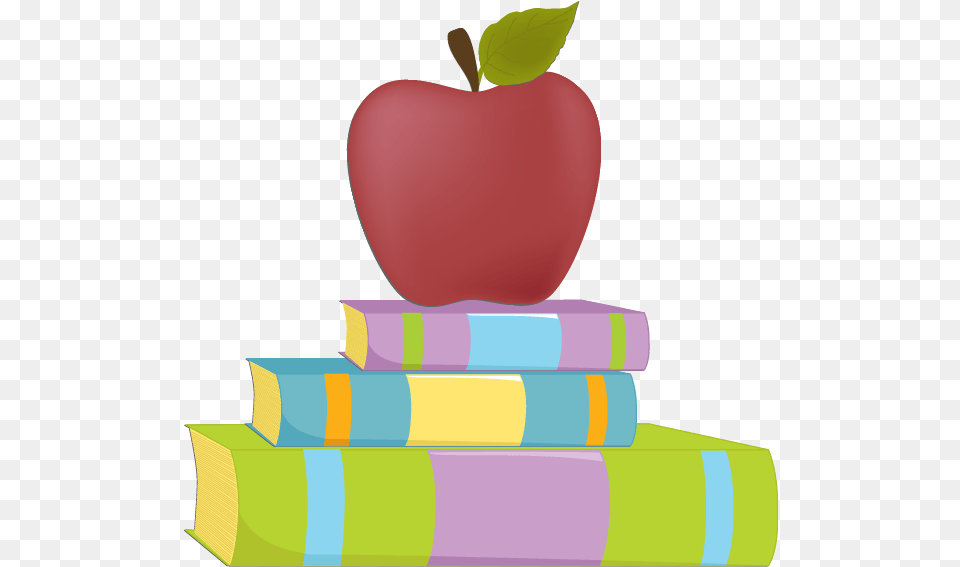 Library Drawing Art Abstract Red Books And Apple Clipart, Food, Fruit, Plant, Produce Png