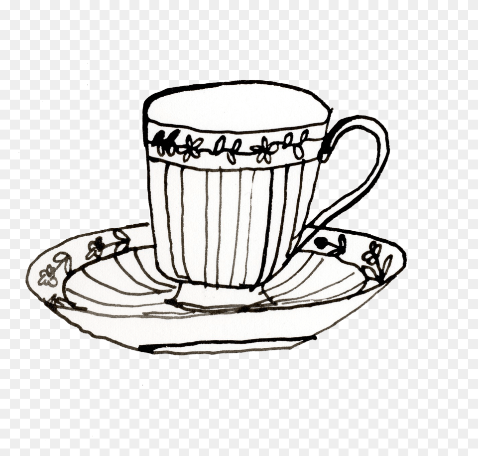 Library Of Animated Glitter Teacup And Saucer Banner Black Drawing Cup And Saucer, Beverage, Coffee, Coffee Cup Free Transparent Png