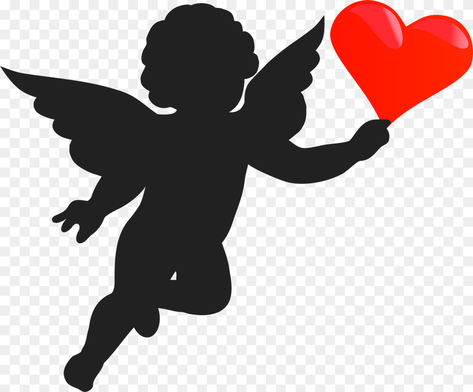 Library Of Apple Heart Transparent Stock Silhouette Fairy, Cupid, Person Free Png Download