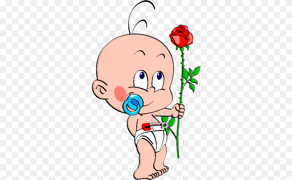 Library Of Baby Flower Clip Transparent Baby With Flower Cartoon, Plant, Rose, Person, Face Png Image