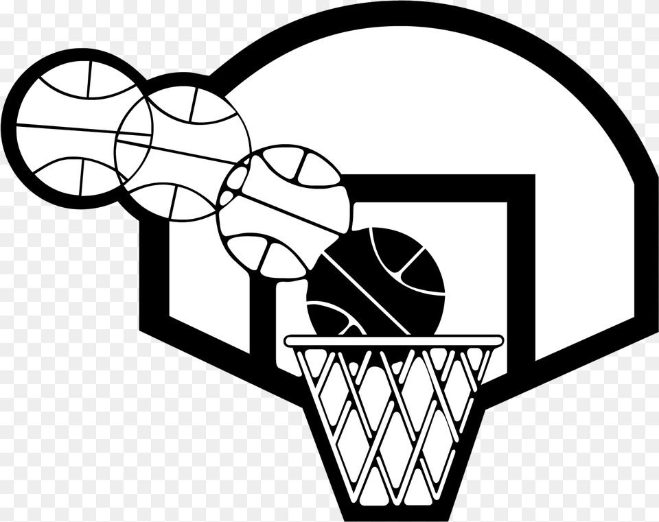 Library Of Basketball Hoop Side View Black And White Backboard Basketball Basketball Hoop Outline Clipart, Sphere, Ball, Football, Soccer Png