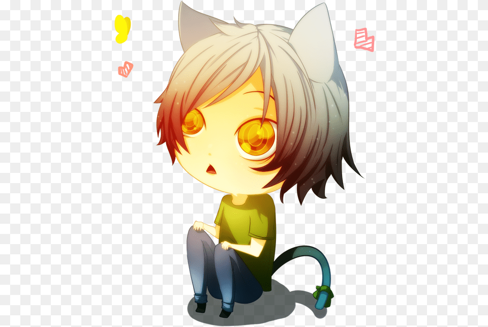 Library Of Cat Ear Graphic Boy Cute Anime Characters, Book, Comics, Publication, Baby Png Image