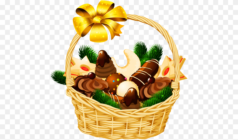 Library Of Christmas Baskets Clipart Christmas Food Clipart, Basket, Birthday Cake, Cake, Cream Free Png