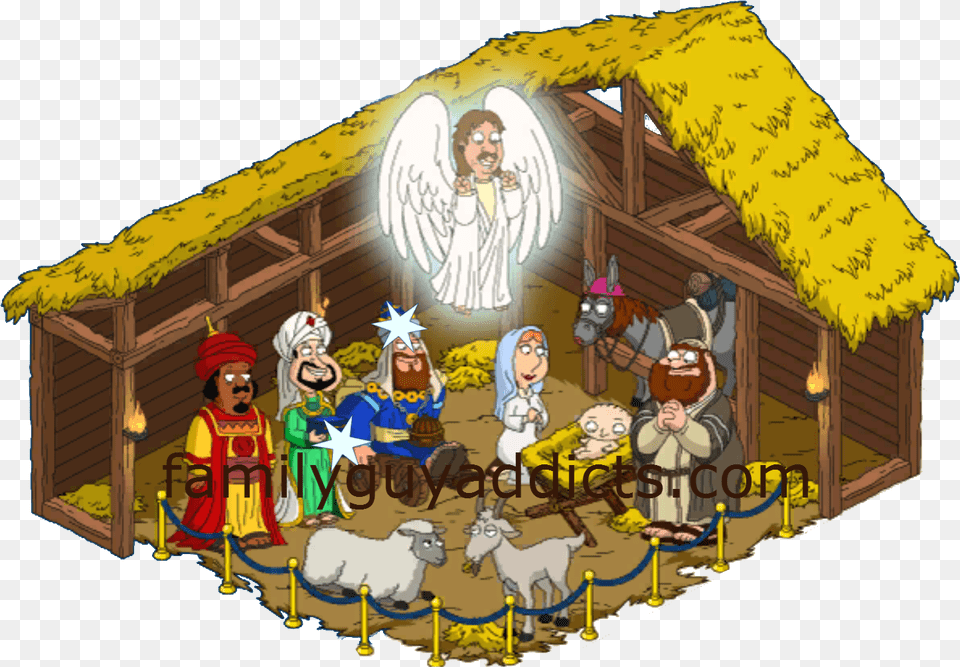 Library Of Christmas Manger Graphic Transparent Family Guy Nativity Scene, Hut, Nature, Outdoors, Rural Png Image