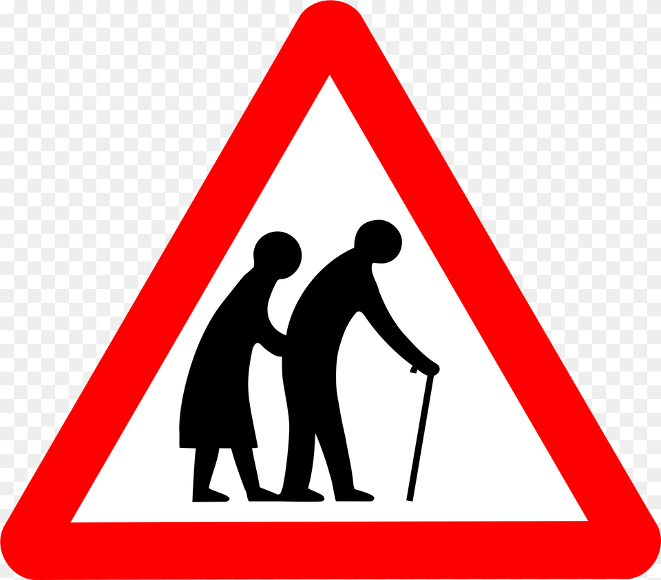 Library Of Cross The Road Clip Art Old People Road Sign, Symbol, Adult, Male, Man Free Transparent Png