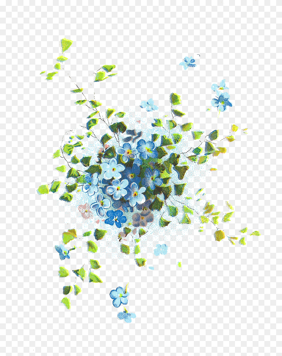 Library Of Dainty Flower Jpg Blue Flowers Illustration, Pattern, Plant, Art, Graphics Free Png