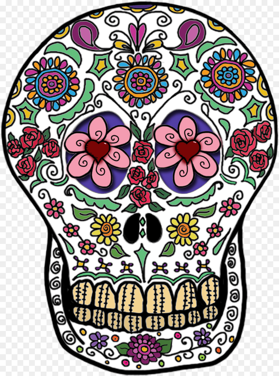Library Of Day The Dead Flower Graphic Freeuse Files Day Of The Dead, Pattern, Art, Drawing, Face Free Png Download