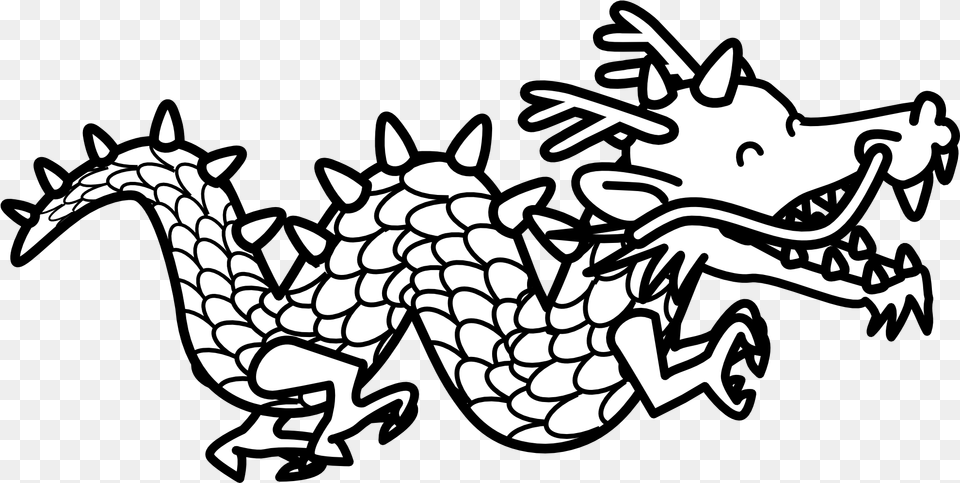 Library Of Dragon Black And White Stock Cute Chinese Dragon Clipart, Stencil Free Png Download