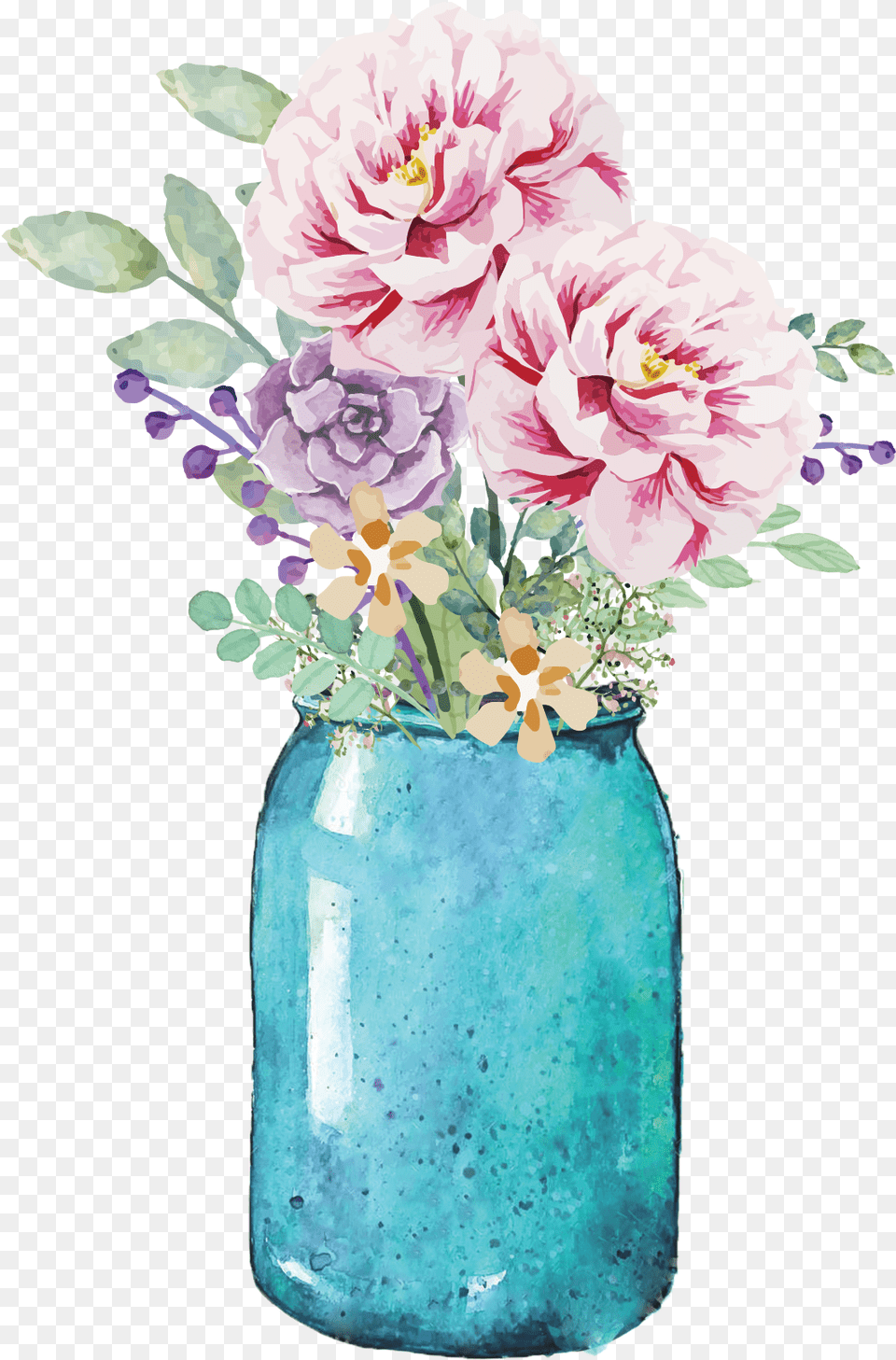 Library Of Flower Mason Jar Graphic Mason Jar Rustic Flower Clipart, Plant, Flower Arrangement, Pottery, Vase Free Transparent Png