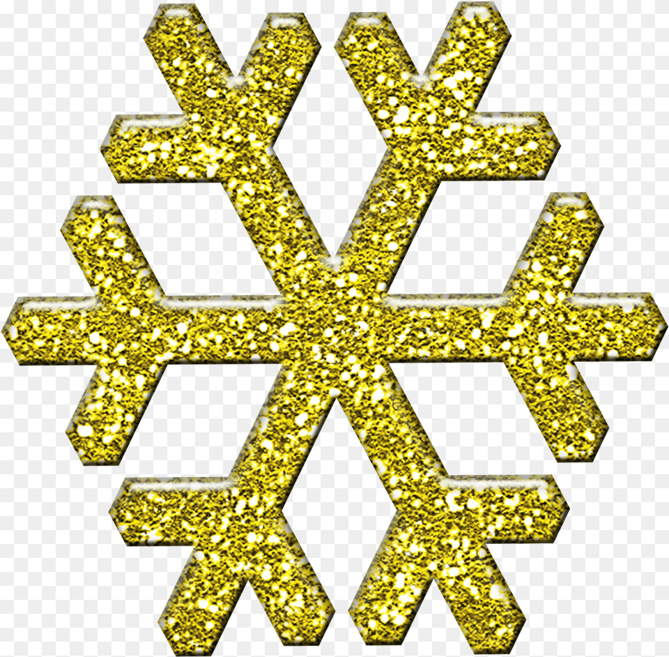 Library Of Gold Snowflake Svg Transparent Snowflake With A Heart, Cross, Symbol, Outdoors, Nature Free Png Download