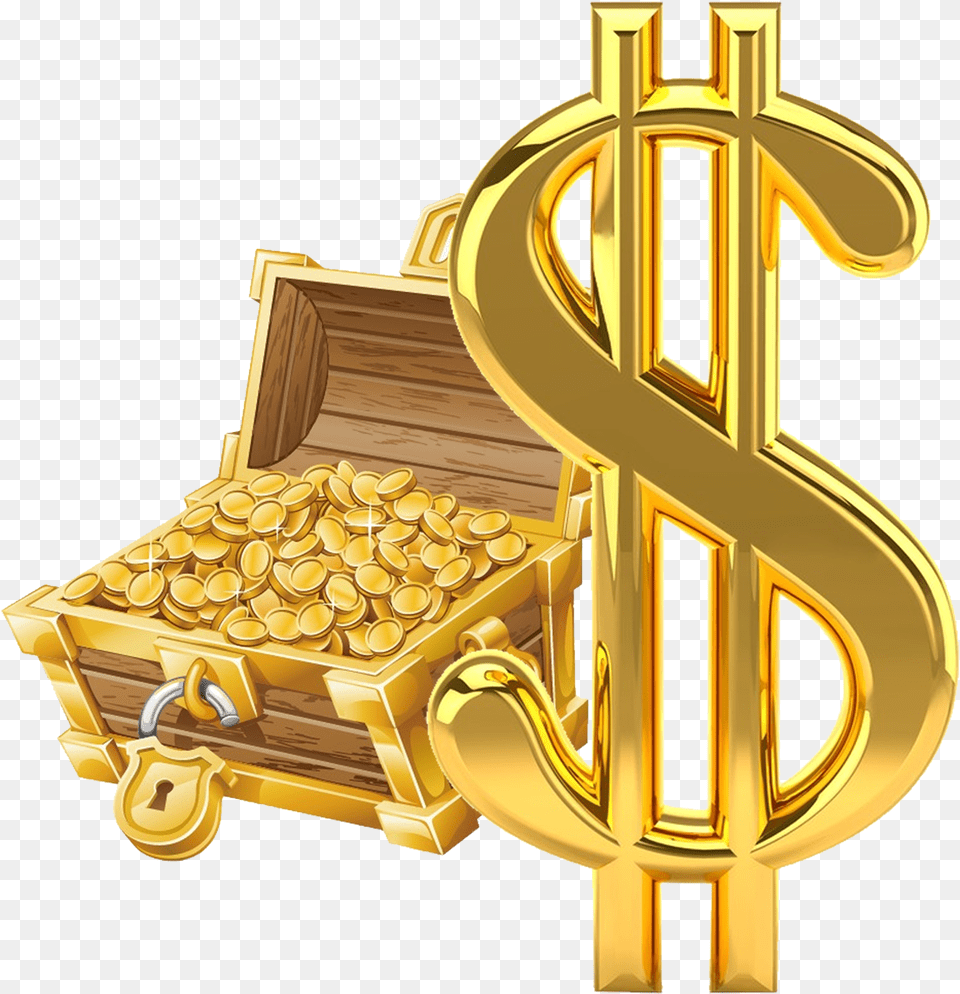 Library Of Gold Money Symbol Clip Art Files Gold Dollar Sign, Treasure, Bulldozer, Machine Free Png